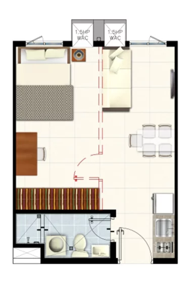 1-BEDROOM UNIT (NO COLUMN)